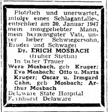 Todesanzeige Erich Mosbach