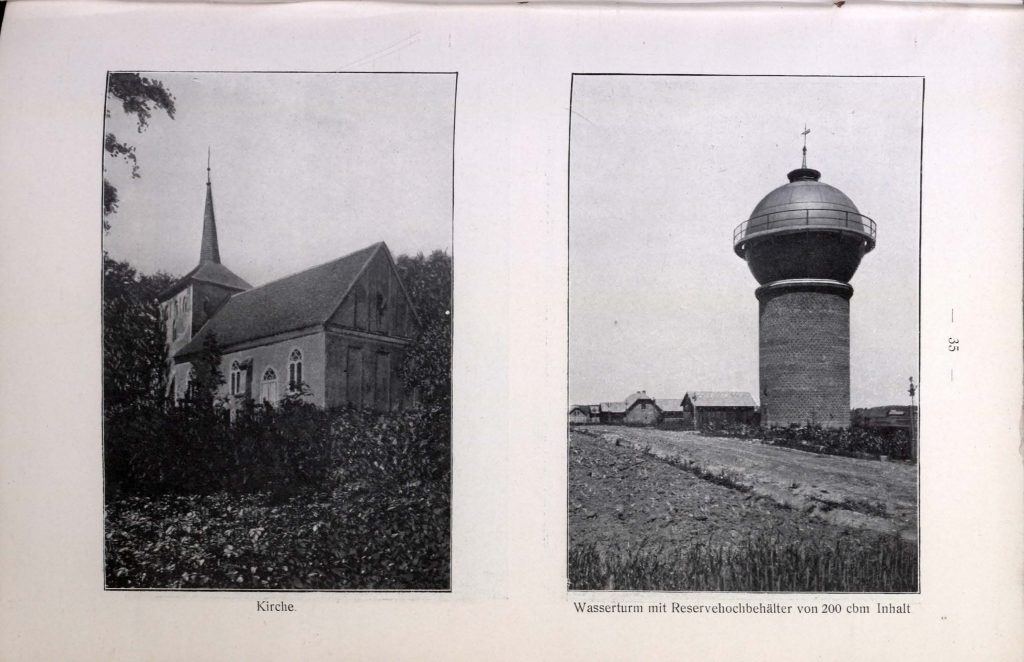 Kirche und Wasserturm in Rützow