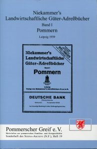 Sonderheft 19; Niekammer's Landwirtschaftliche Güter-Adreßbücher Band I - Pommern, Reproduzierter Nachdruck