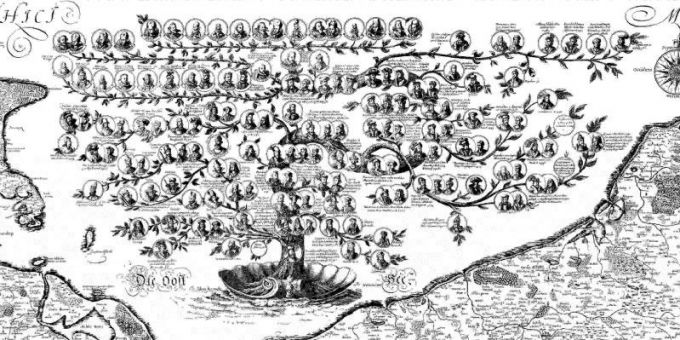 Stammbaum der Pommerschen Herzöge auf der Lubinsche Karte (1610–1618)