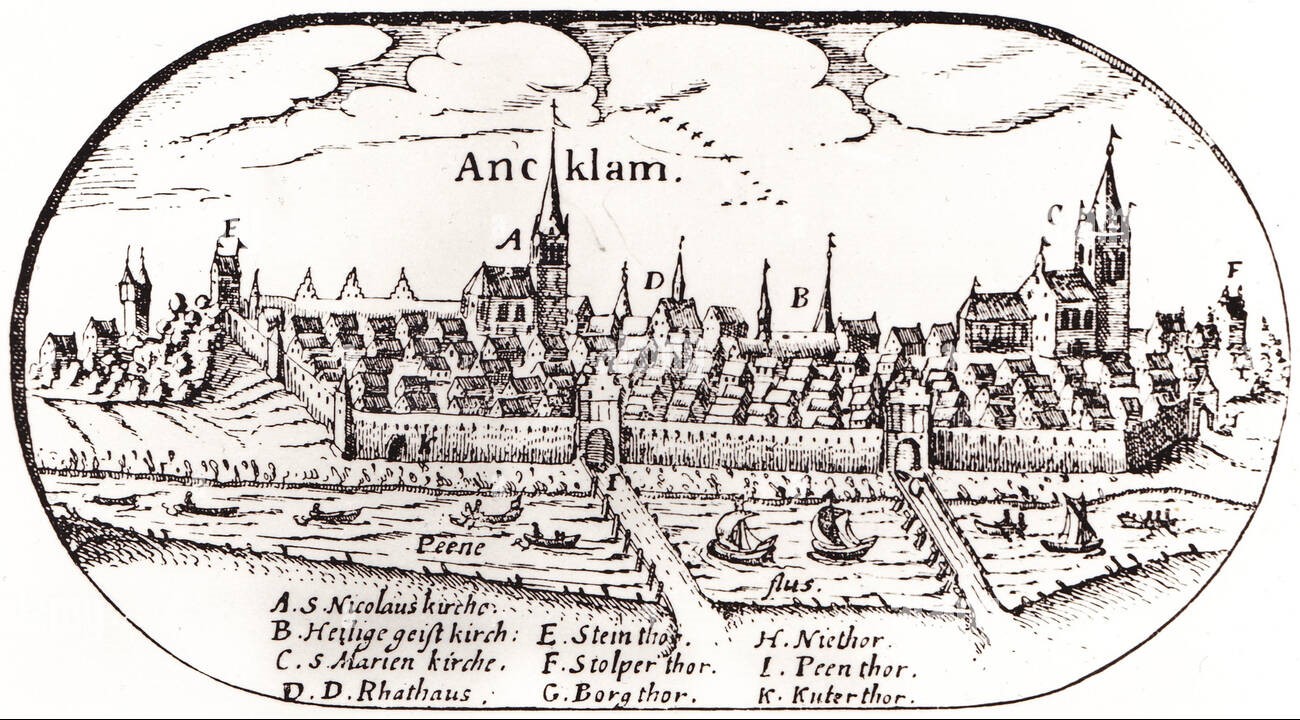 Stadtansicht von Anklam aus dem Jahre 1618 von Eilhard Lubin